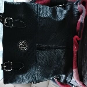 Relic Black Faux Snakeskin Tote with Front Pockets